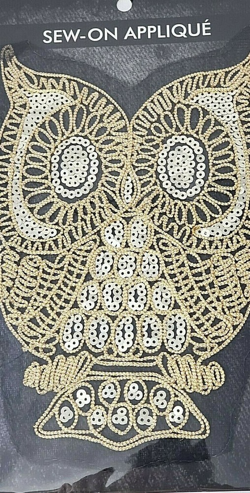 Metallic Sequin 9" OWL Sew-On Applique - 1 pc