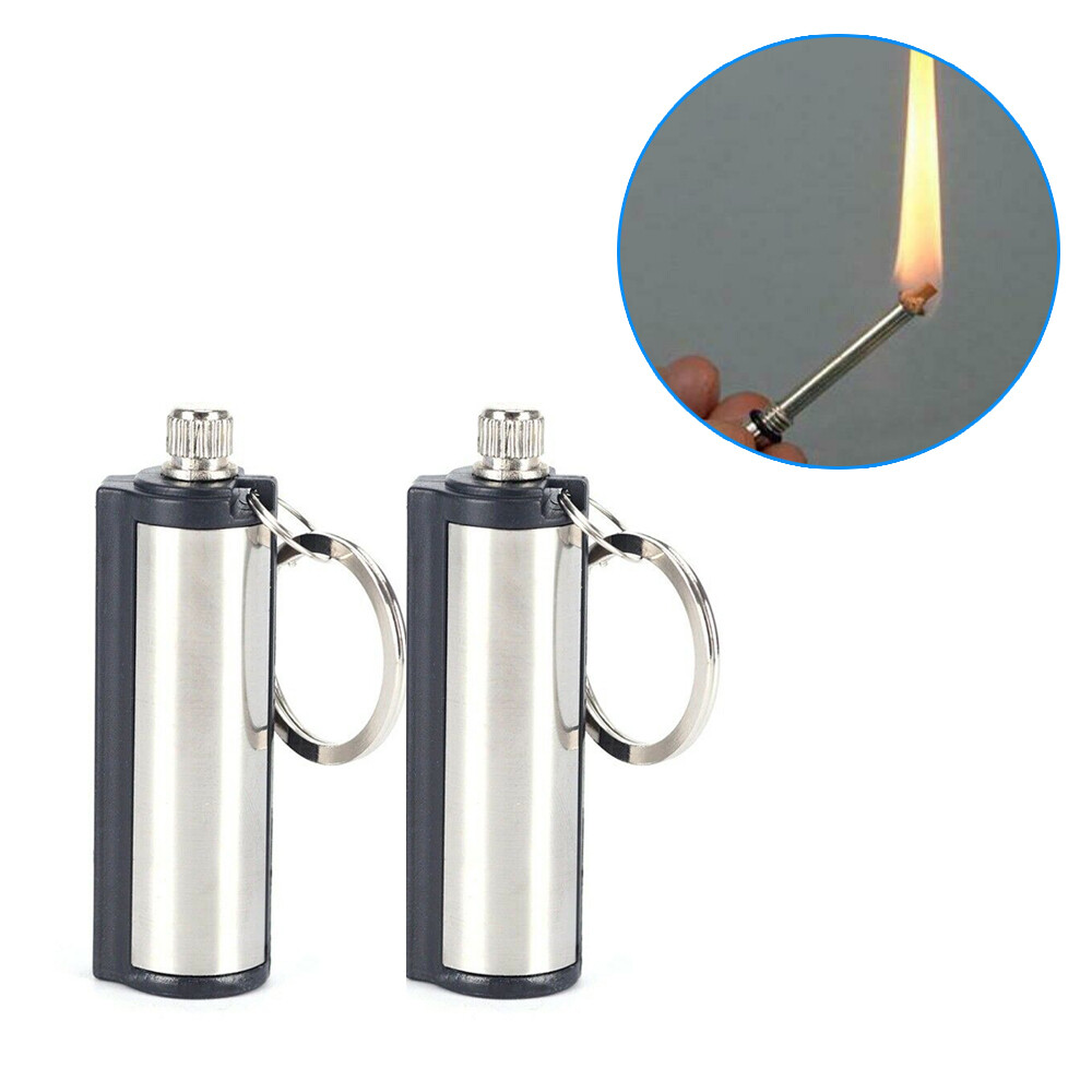 2Pcs Permanent Match Keychain Emergency Lighter Survival Tools Waterproof -