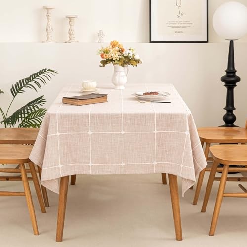 Rustic Farmhouse Tablecloth - Cotton 54" x 86" (Rectangular) Plaids Coffee