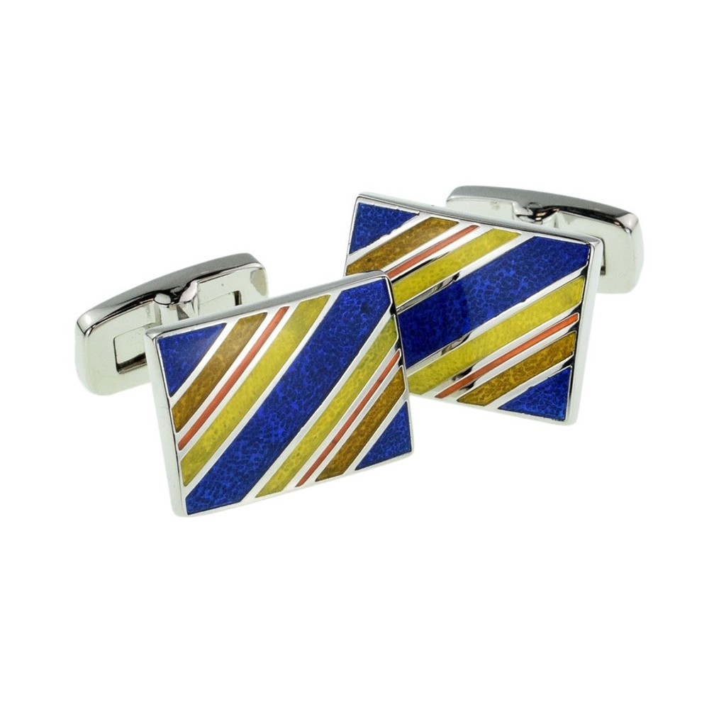 Multicoloured Striped High Quality Rectangular Cufflinks in a Box X2AJ281