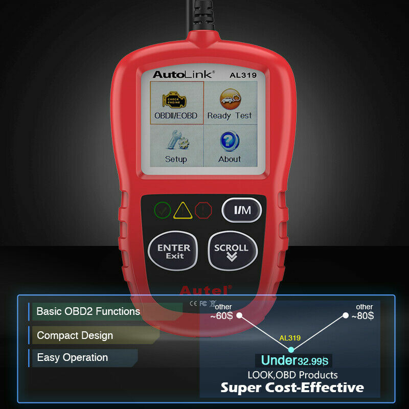 Autel AL319 PRO OBD2 CAN OBDII Auto Car Code Reader Diagnostic Scanner Tool