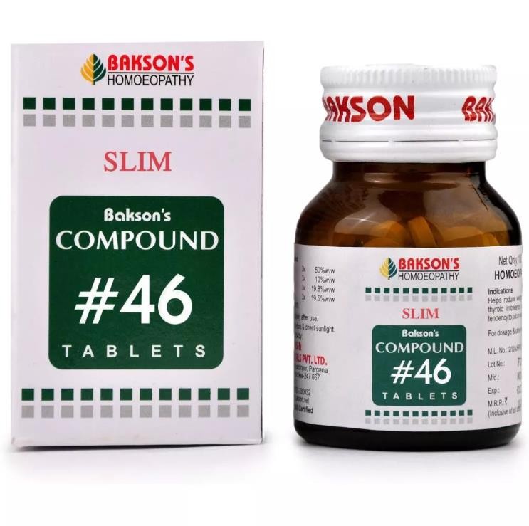 Bakson's Compound No. 46 Slim Tablets Homeopathic Formula 100 Tablets Free Ship