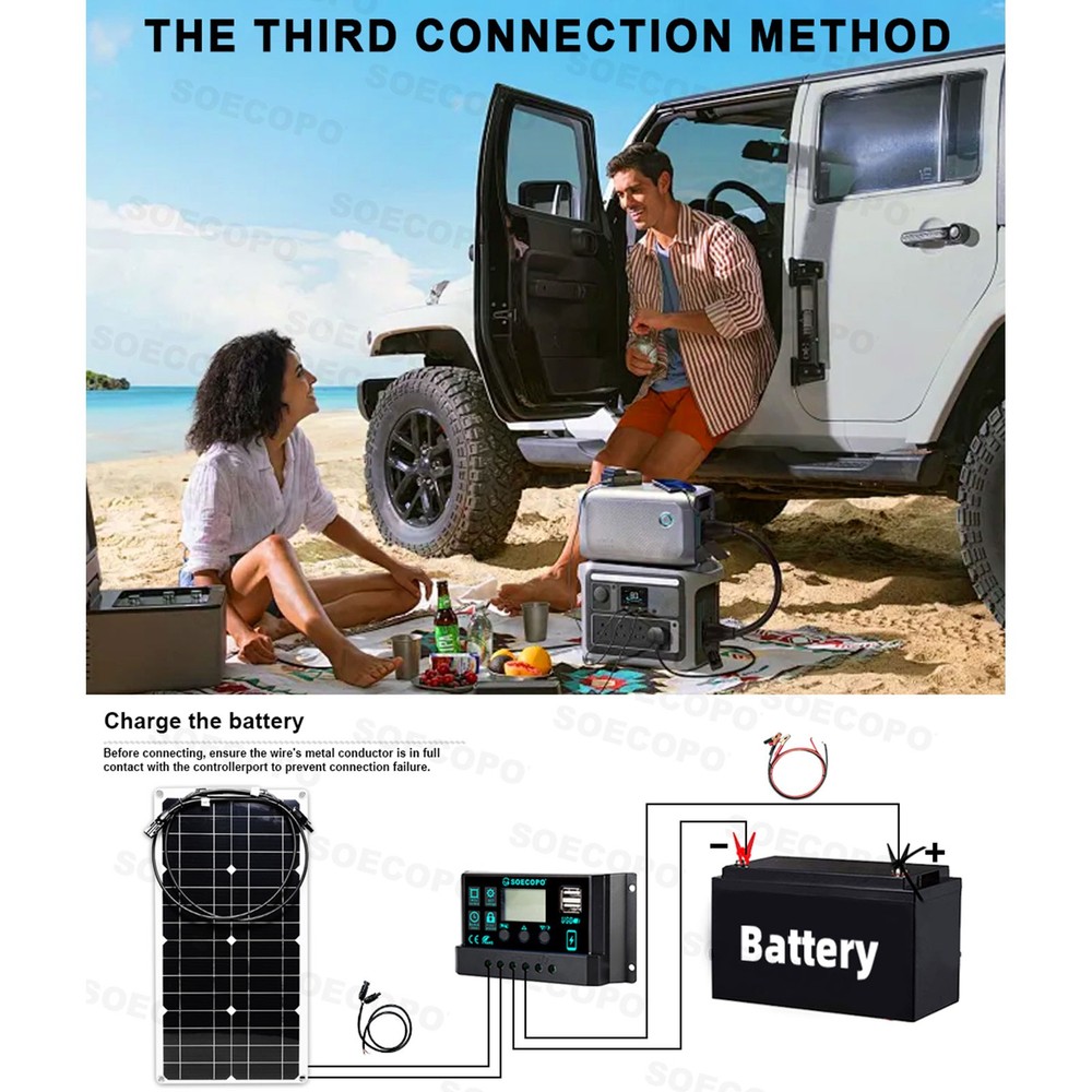 SOECOPO 6000W Solar System Kit Flexible Panel 100A Controller, 12V DC to 110V