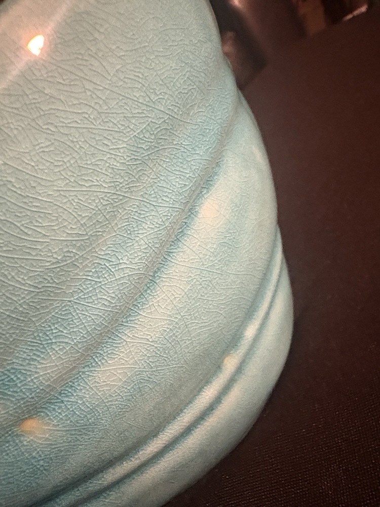 Blue Ceramic Seashell Planter Glossy Pottery 10" x 7" x 6" Solid Color