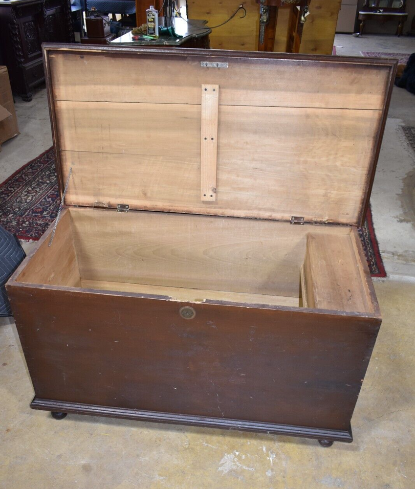 Antique Primitive Blanket Chest, Trunk with Dovetailed Corners