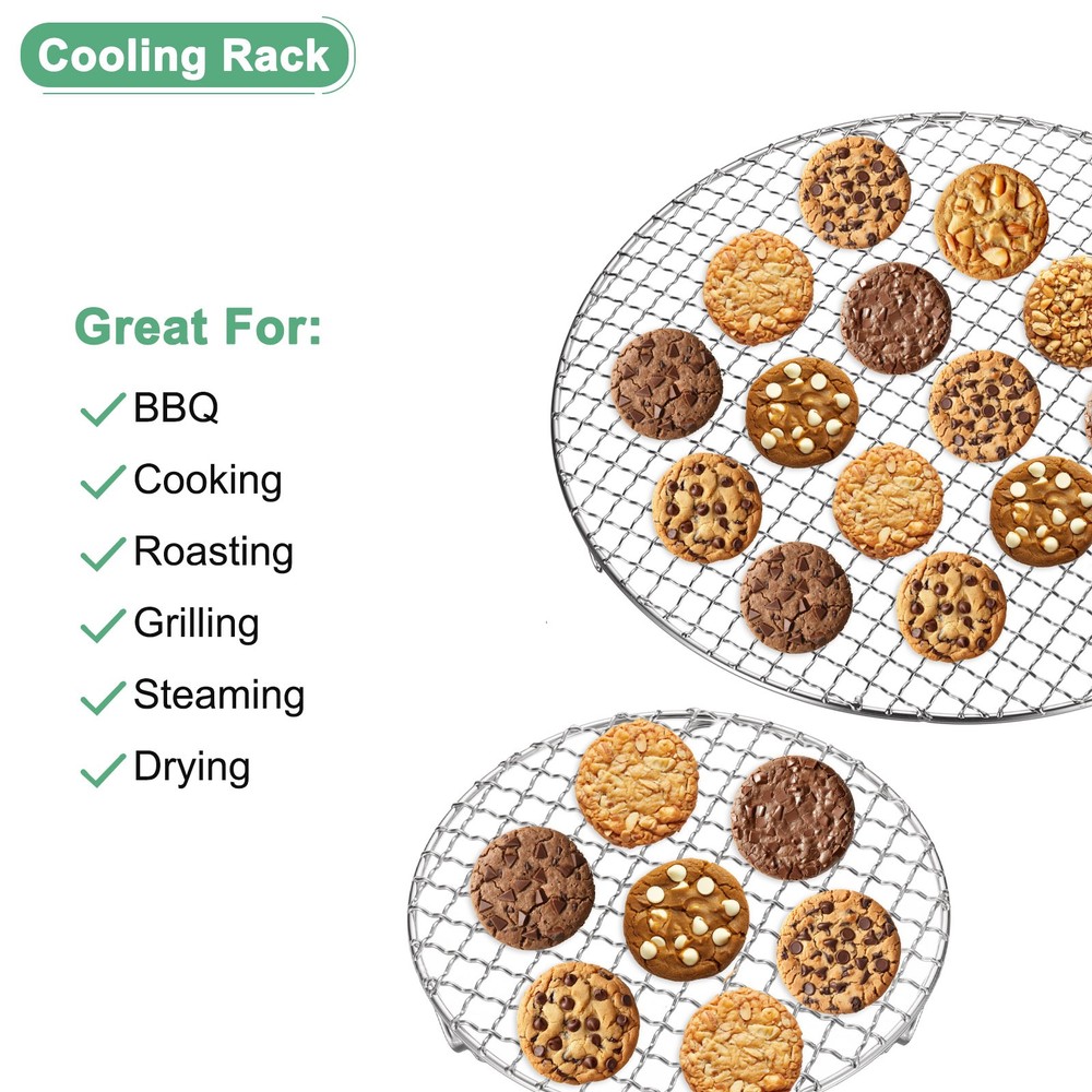 Cooling Rack, 7.9" Round Baking Rack with 20mm Legs [Silver]