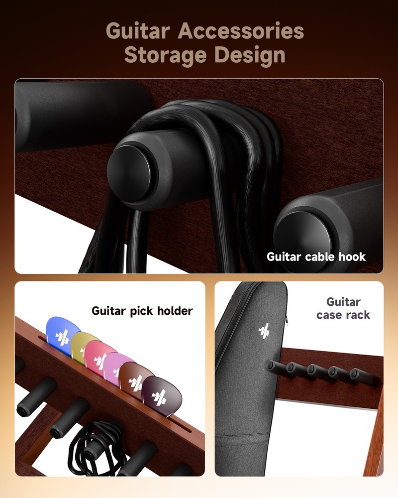 Foldable Solid Wood Guitar Display Rack 56×66cm for Home Studio Use