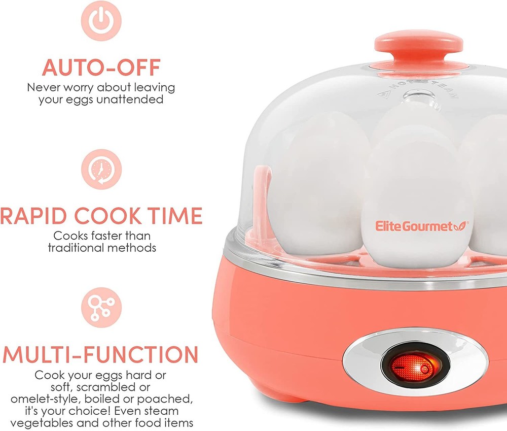 Egg Cooker, 7 Eggs, Hard, Medium, Soft Boiled Eggs, Poacher, Omelet Maker