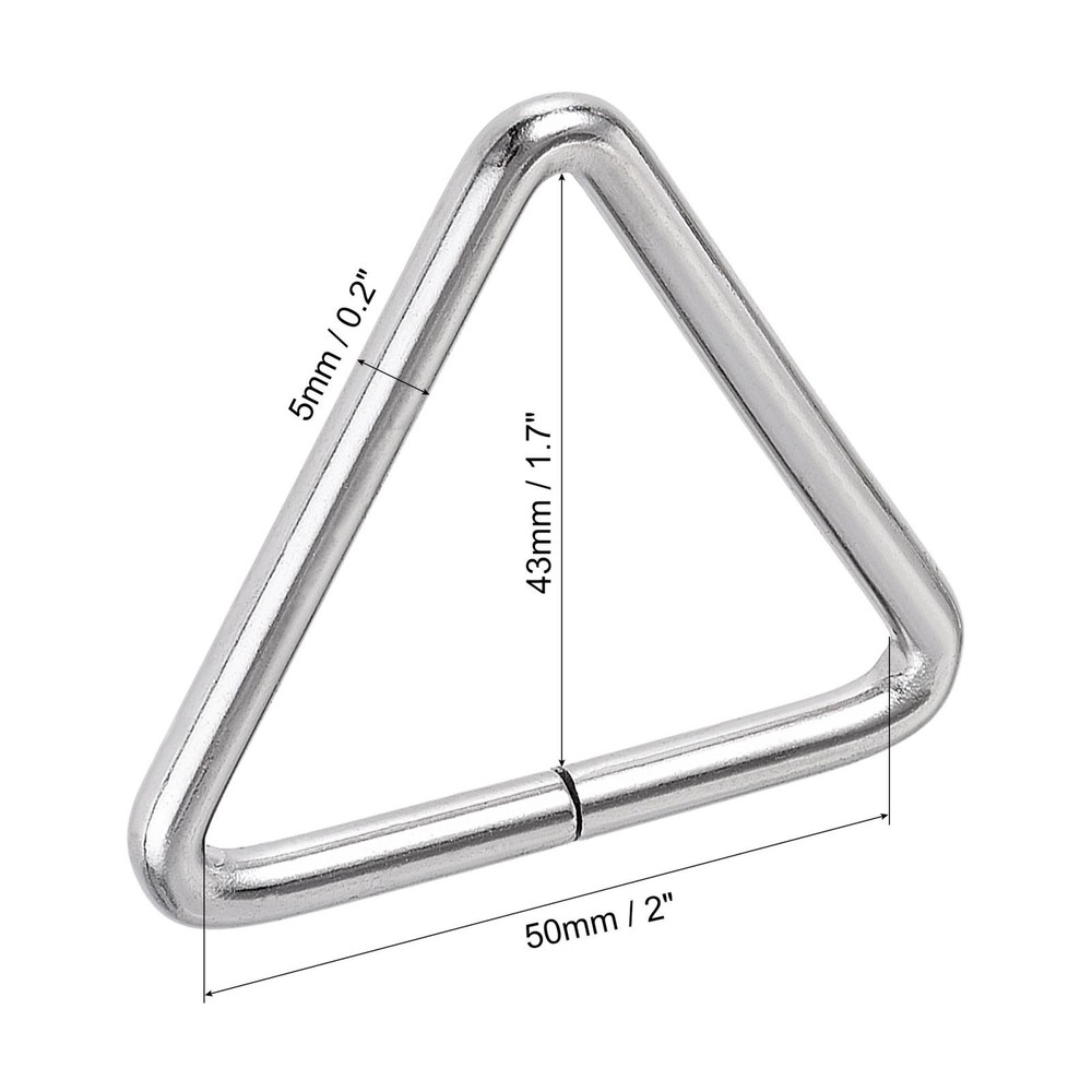 Metal Triangle Ring Buckle 2"(50mm) Inner Width for Strap Craft DIY 10pcs