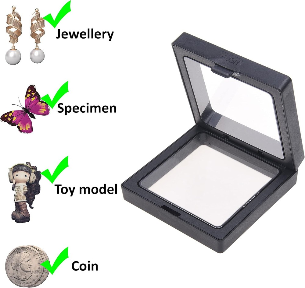 5x Transparent 3D Floating Frame Display Stands Holder Frames 5 Different Sizes