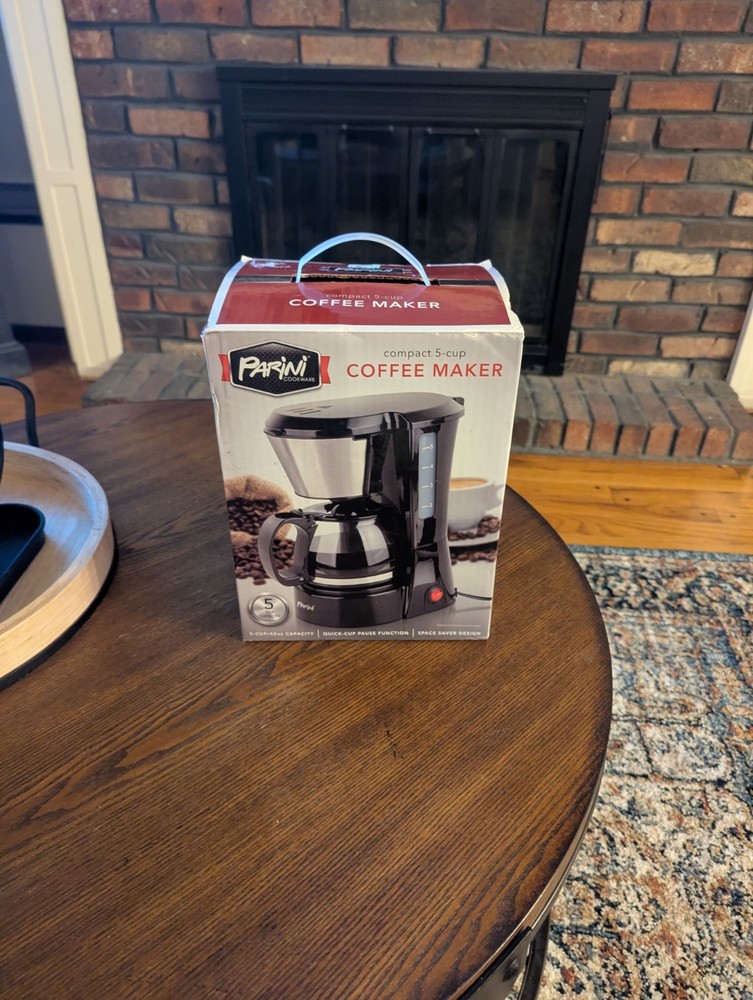 Parini Cookware Compact 5-Cup Coffee Maker, Pause Function (New)