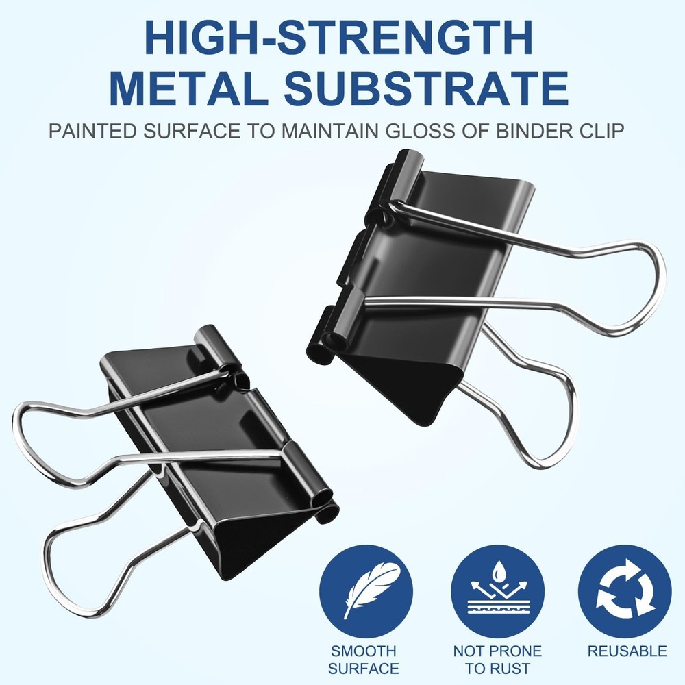 Medium Binder Clips 1.25 Inch (48 Pack) with Container,Binder Clips Medium Si...