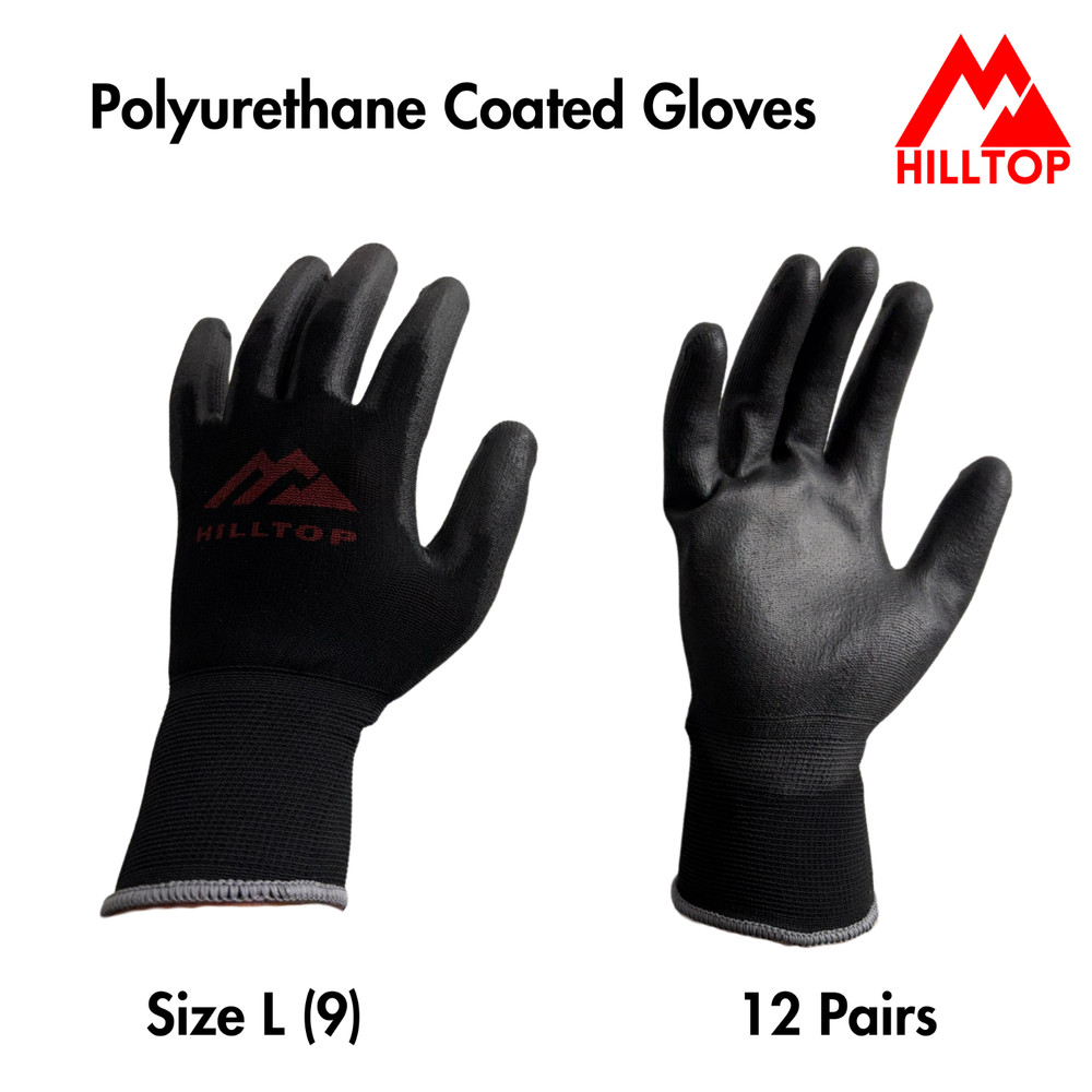 HILLTOP - Nylon Polyurethane Coated Gloves - 12 Pairs