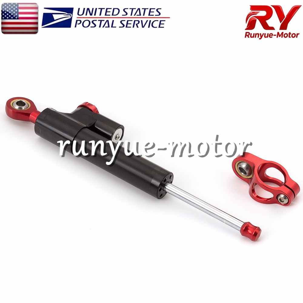 Adjust Steering Damper Stabilizer Linear Control Universal Aluminum Black+Red