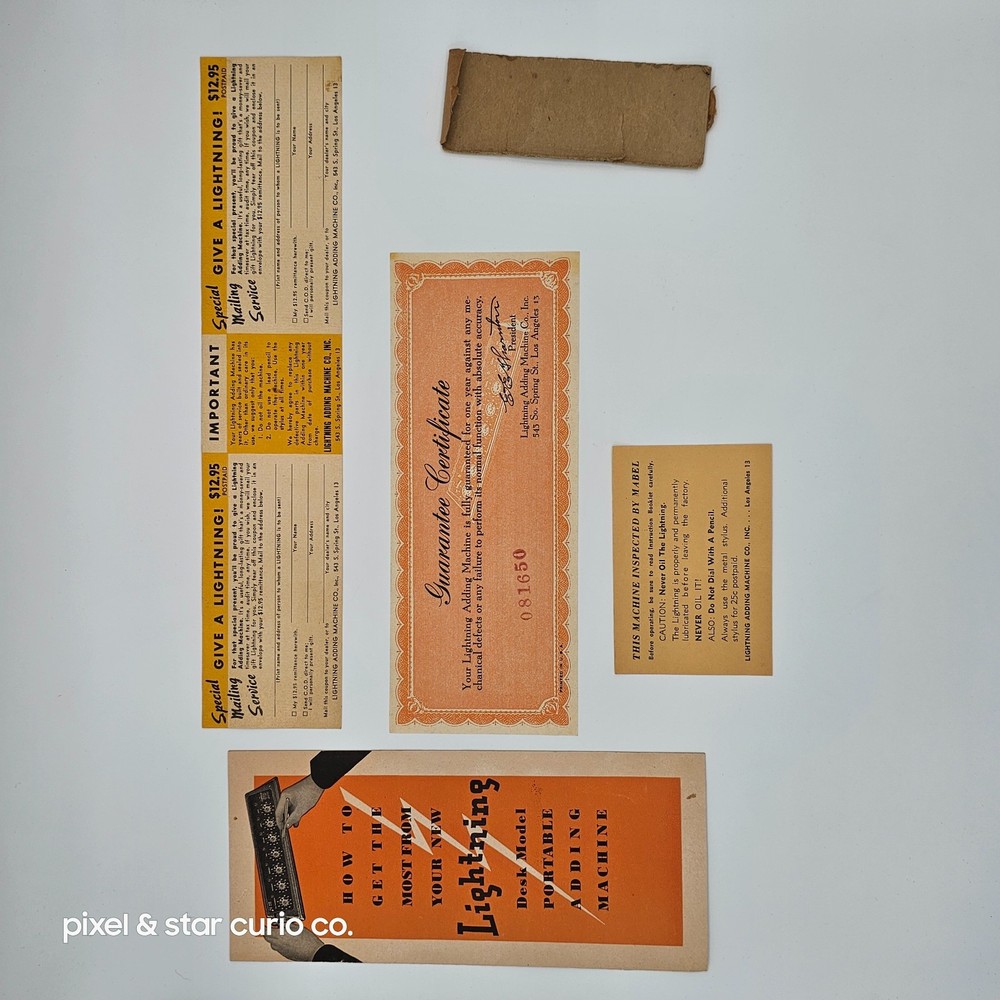 Vintage Lightning Adding Machine - Green - Includes Box/Original Paperwork