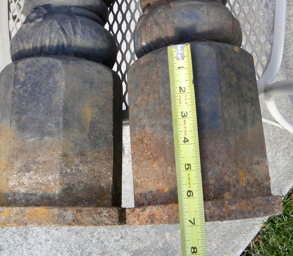 TWO Matching Authentic 42" Cast Iron HORSE HEAD Hitching Posts w/ 8-Sided Base