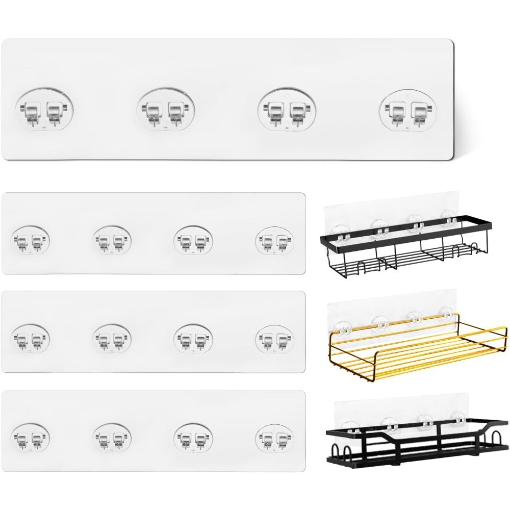 4 Pack Adhesive Replacement, Strong Shower Shelf Hooks for Corner