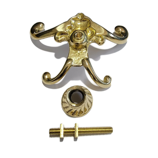 Coat Hook - Victorian Style Cast Brass DOUBLE COAT HOOK