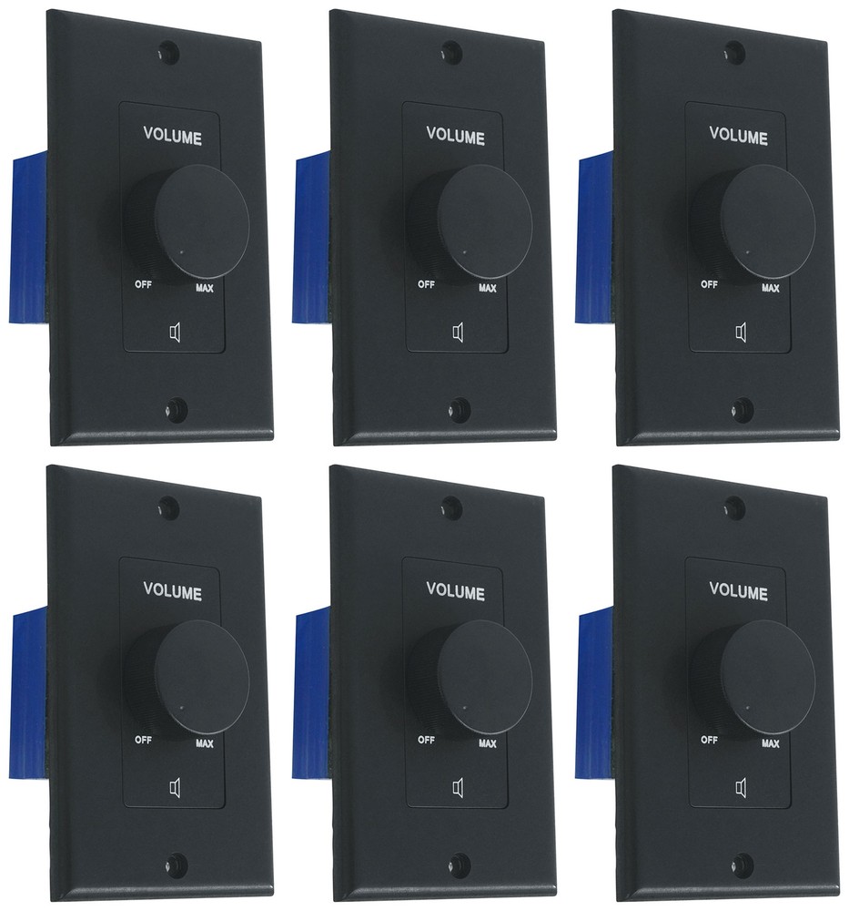 6 Rockville VOL70200 Black 200w 70v Wall Volume Controls Zone Controller Boxes