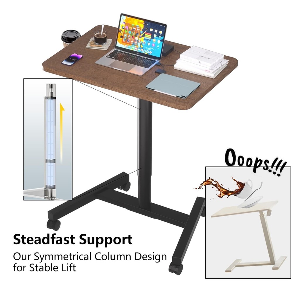 28-Inch Mobile Standing Desk, Computer Workstations with Cup Holder, Portable...