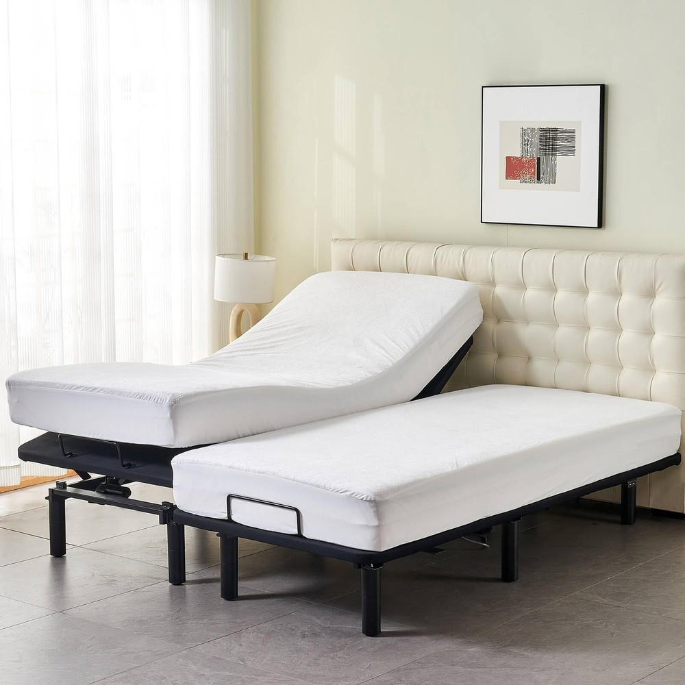 Waterproof Split California King Mattress Protector for Adjustable Bed Noisel...