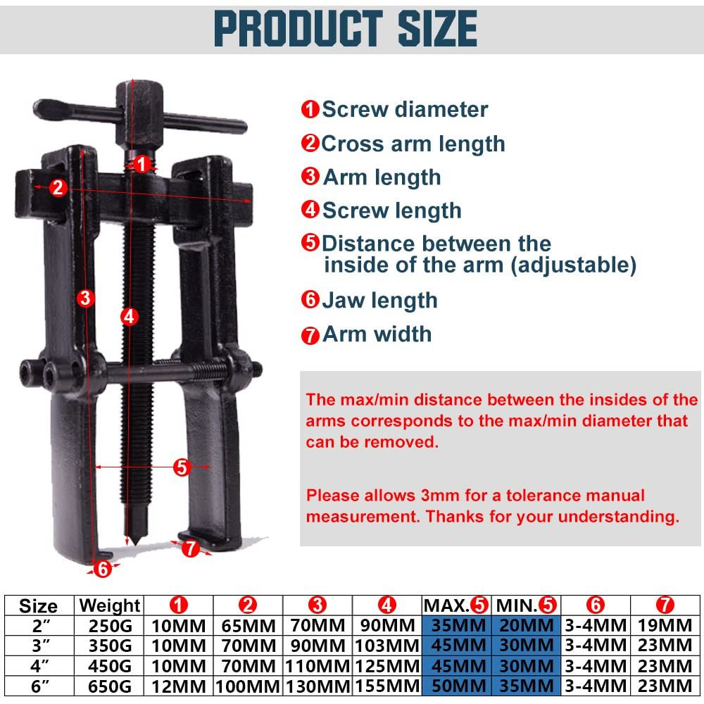 4 Bearing Puller 2'' 3'' 4'' 6'' with 2 2-Jaw