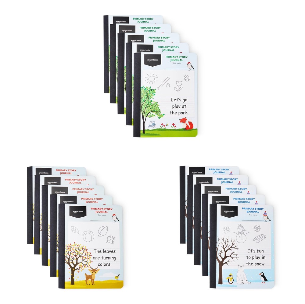 Amazon Basics Primary Composition 100 Sheets, 9.75" x 7.5", Multiple colors