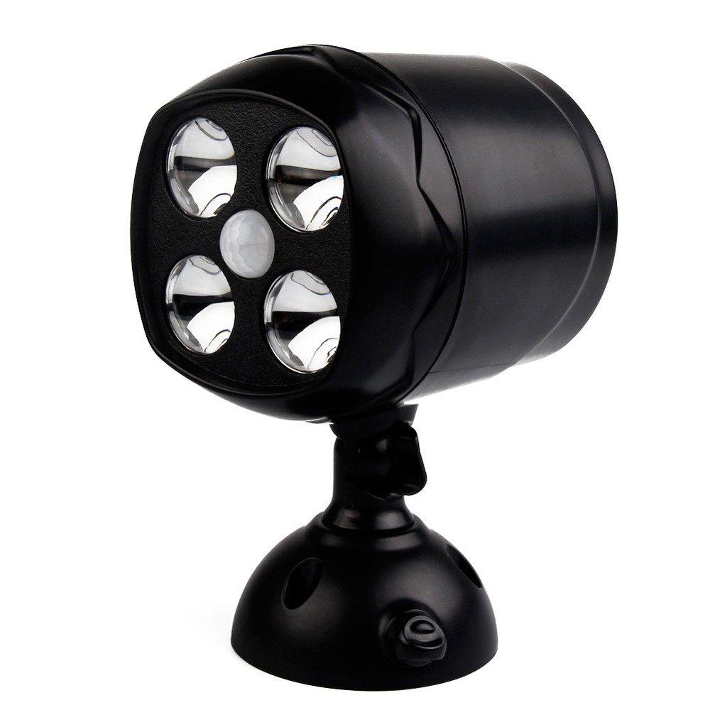 Battery Powered Security Lights Motion Sensor Outdoor Lamp Spotlight with 4LEDs