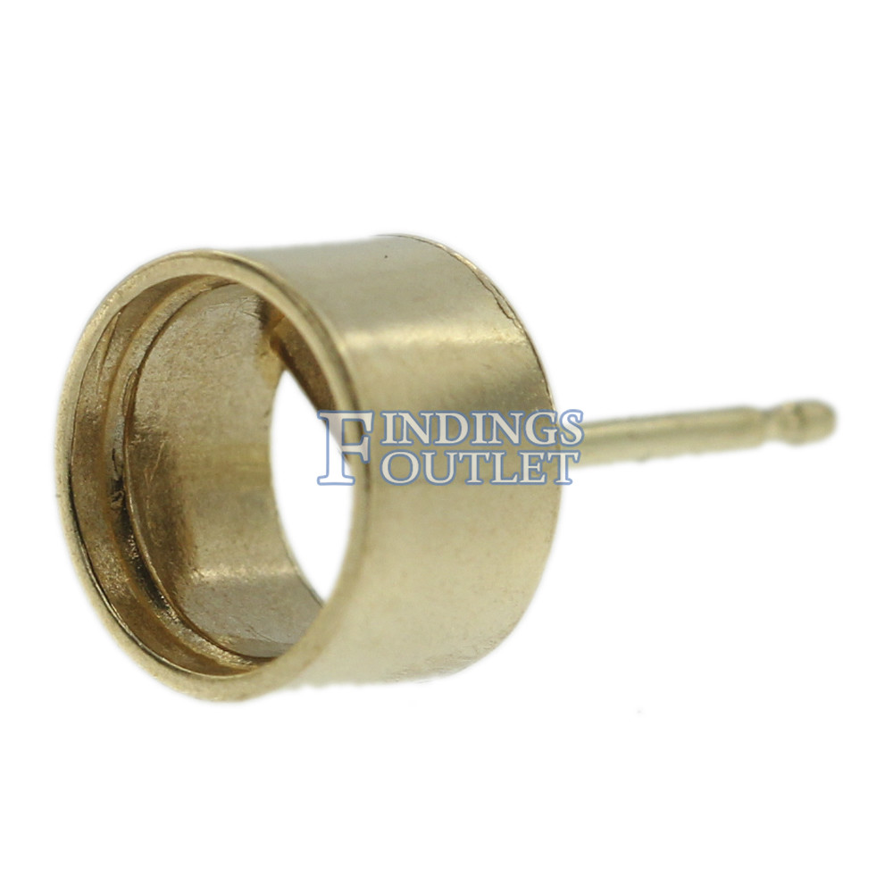 14k Yellow Gold Round Bezel Stud Earring Mounting Setting Push Back Post