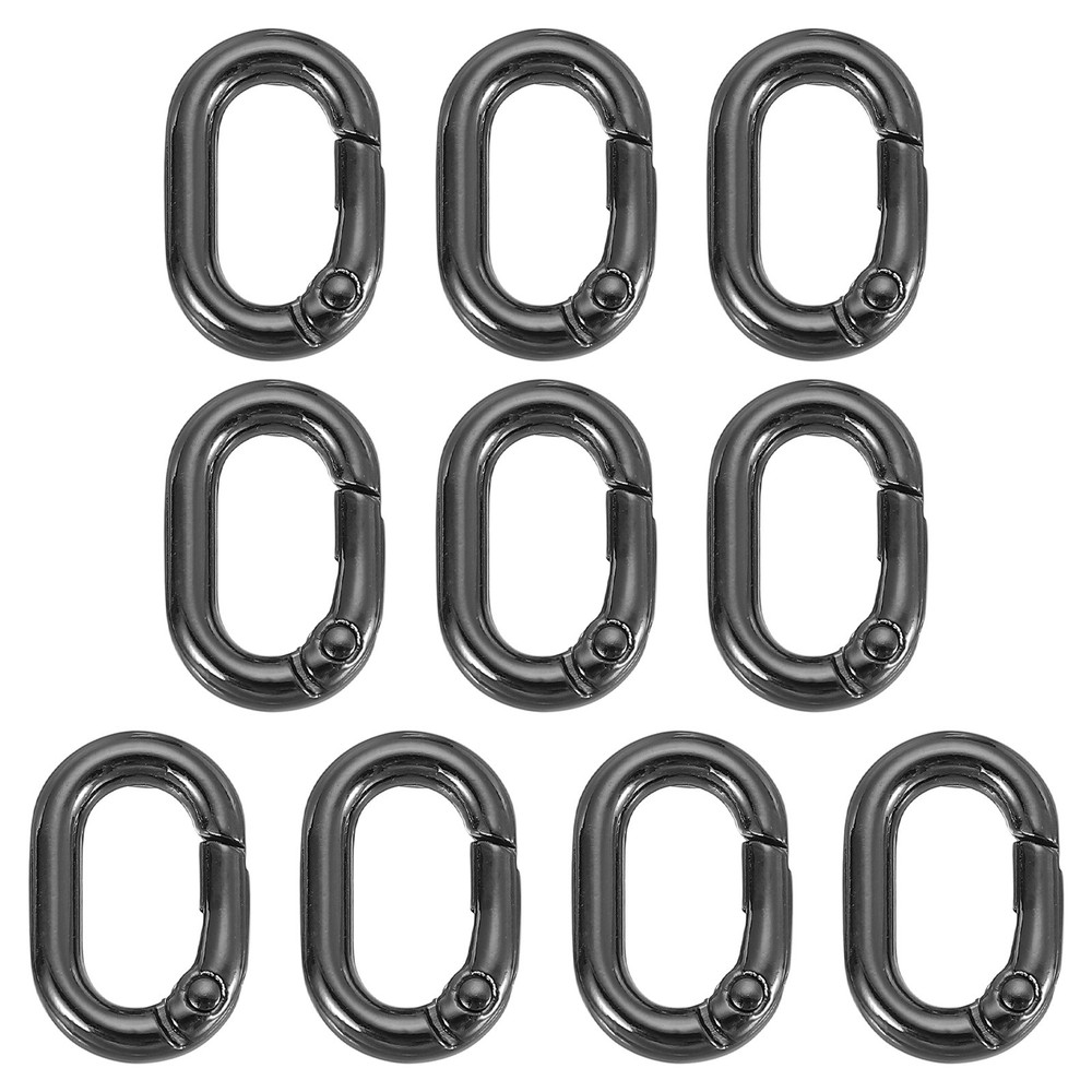 10 Pcs 21mm Oval Shaped Spring Snap Keychain Clip for Purses Black