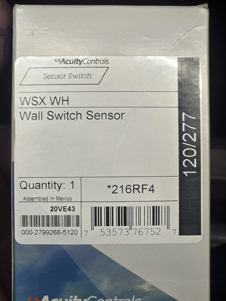1 New Acuity Controls Sensor Switch WSX WH Wall Switch Sensor 120/277 V