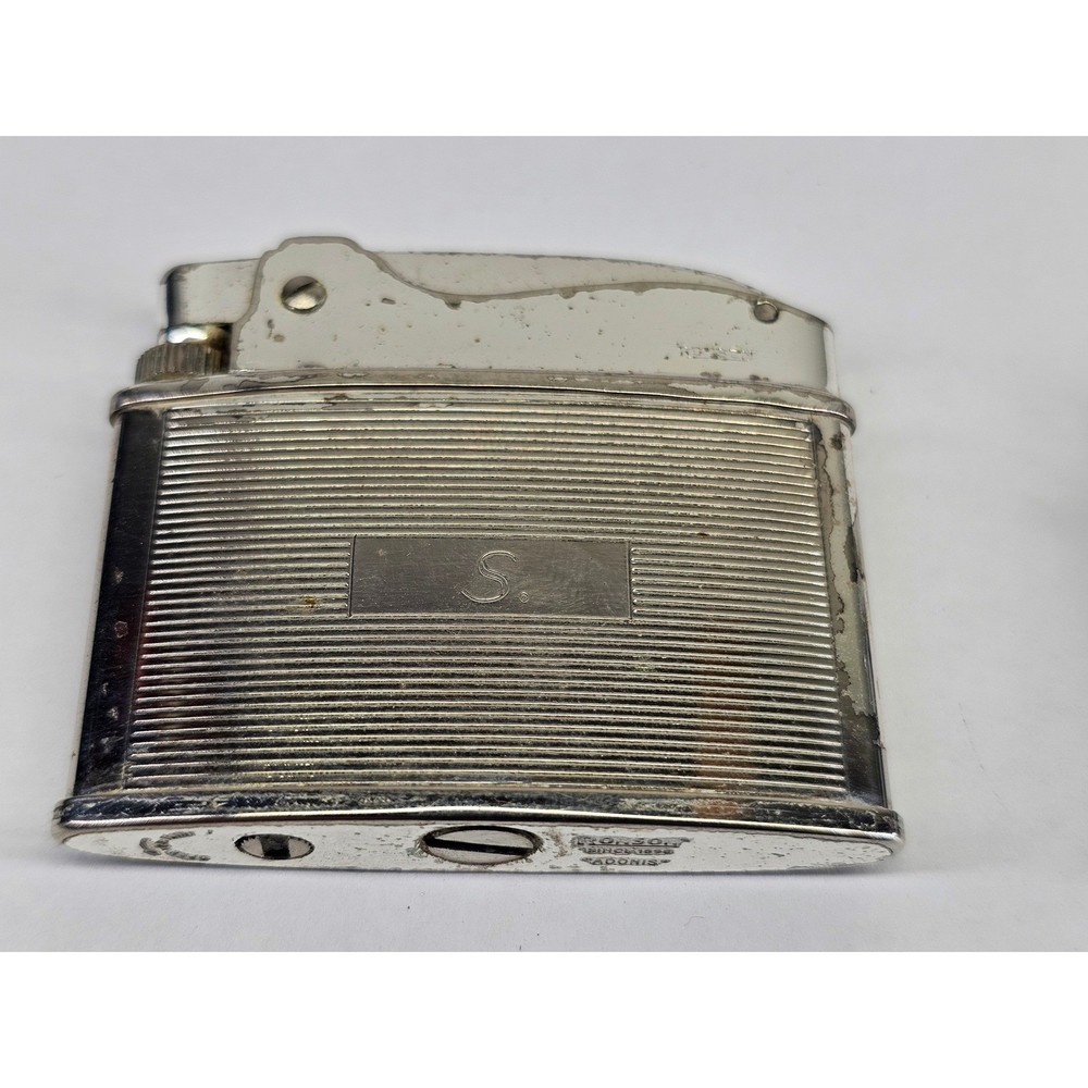 Ronson Lighter Set Adonis Varaflame Vintage Silver Chrome Fair Condition 2pc