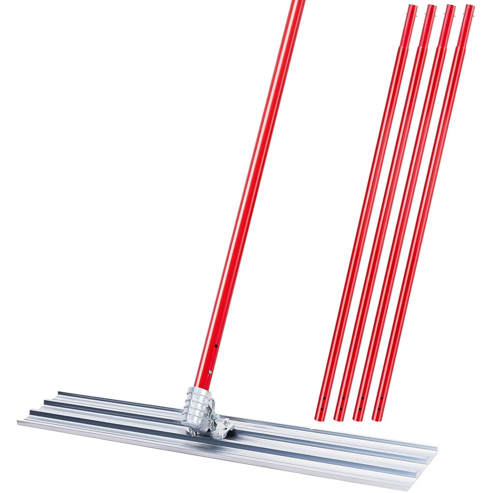 Bull Float Kit Concrete Float 48x8 in Concrete Tool Trowel Handle & Bracket, Red