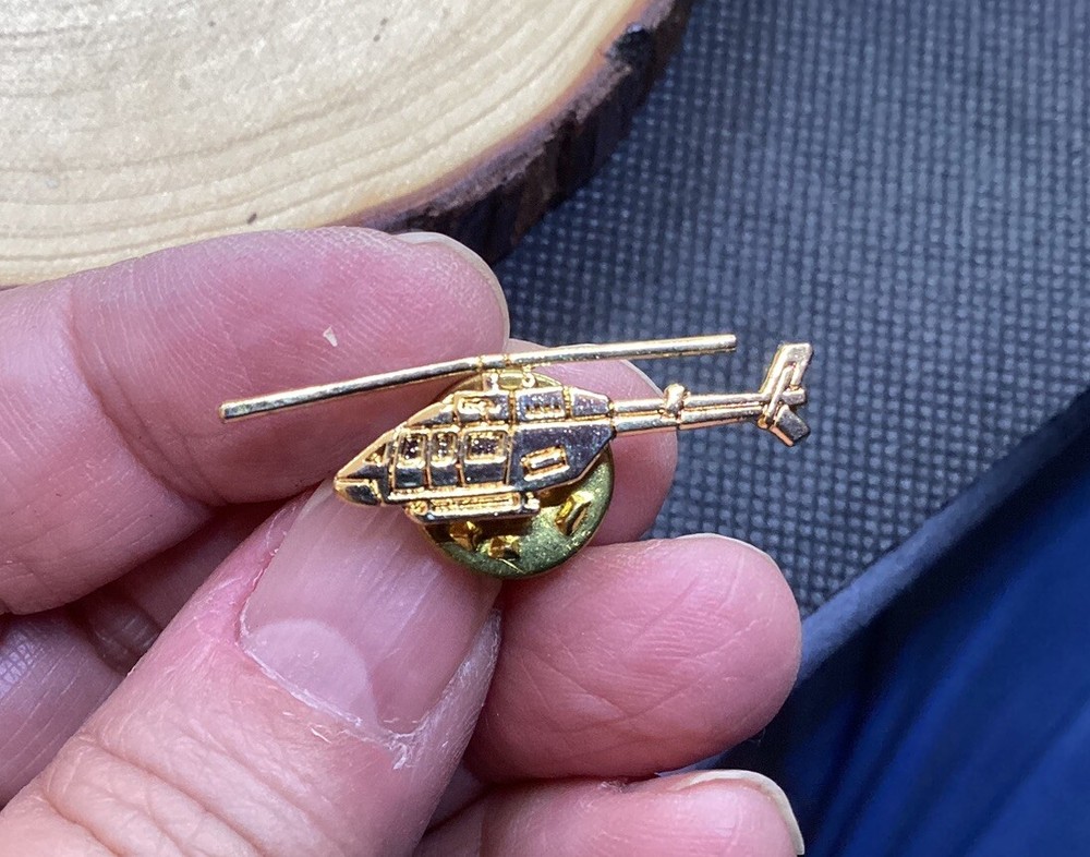 Gold Toned Helicopter Lapel Hat Pin