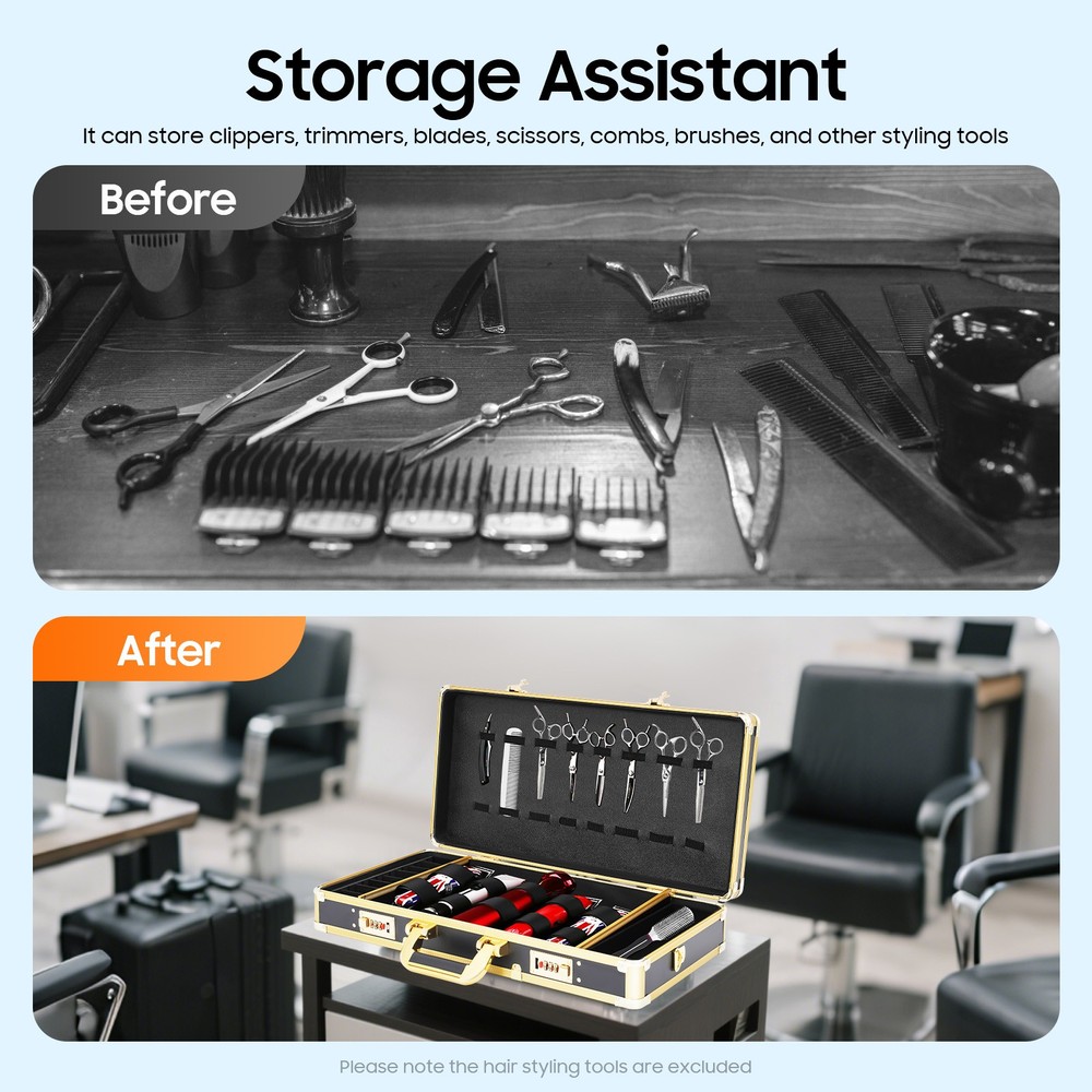 Barber Stylist Suitcase Clippers Trimmers Scissors Combs Storage Box Tool Case