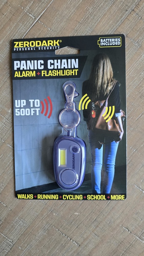 ZERODARK Panic Chain Alarm and Flashlight. Personal Safety.