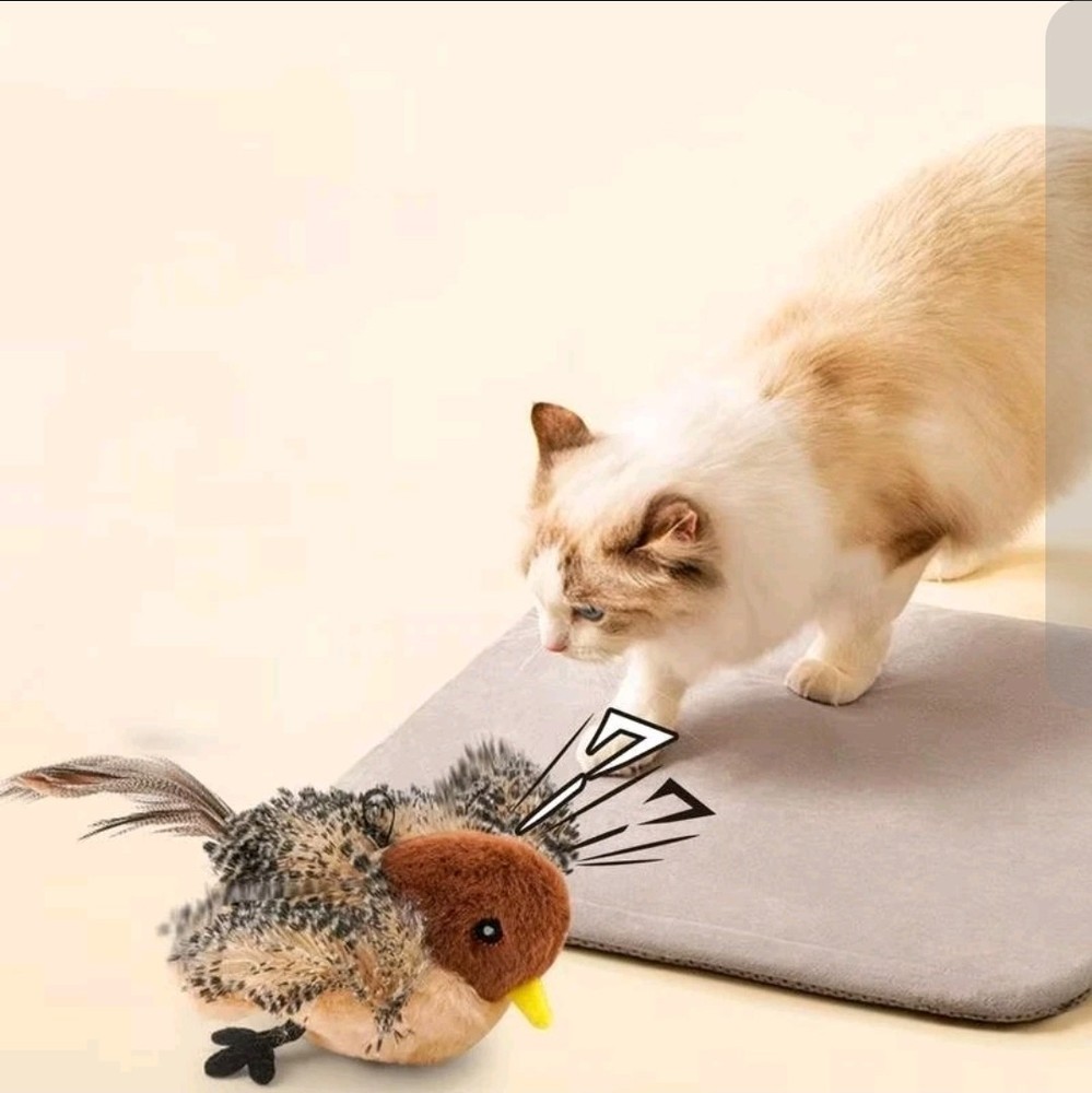 Flapping Bird Cat / Dog Toy – Chirping Plush – Motion Sensor - Touch Activated