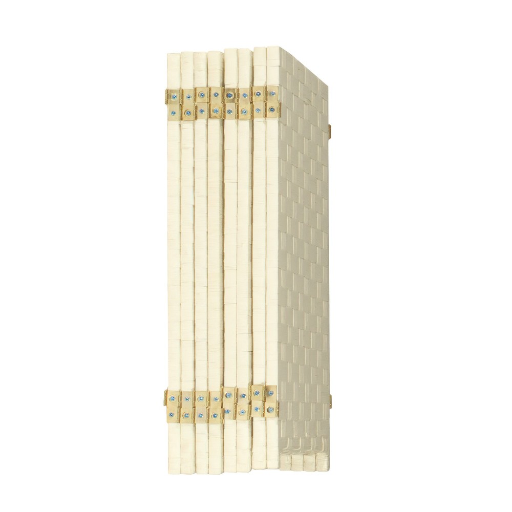 2 ft. Short Woven Fiber Folding Screen - 8 Panel - Cream