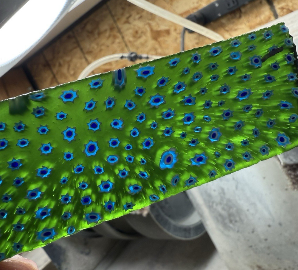 Millefiori glass slab rough