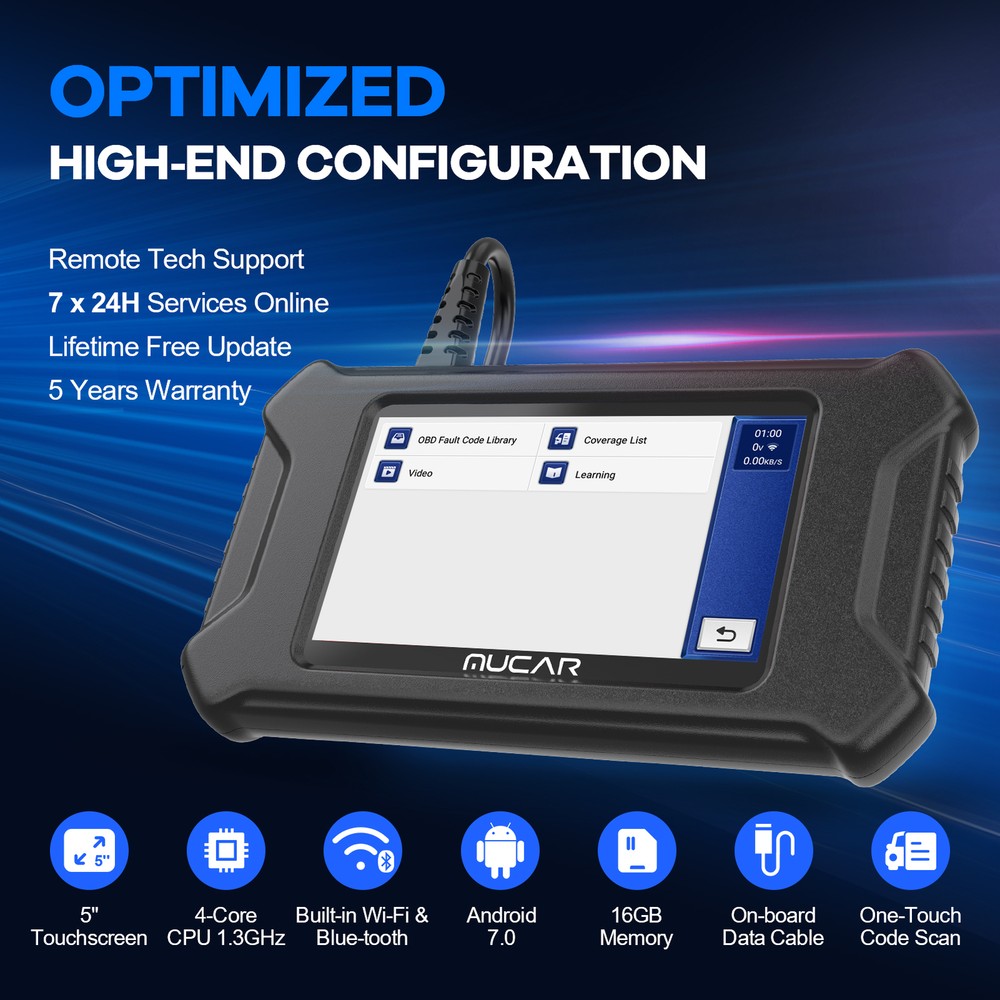 MUCAR CS90 OBD2 Scanner Check Engine Fault Code Reader 28 Resets Diagnostic Tool