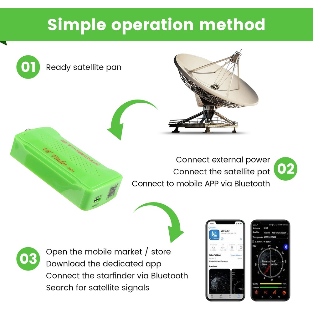 Satellite Bluetooth DVB-S2 V8 BT03 Satfinder Supports Android Ios3129