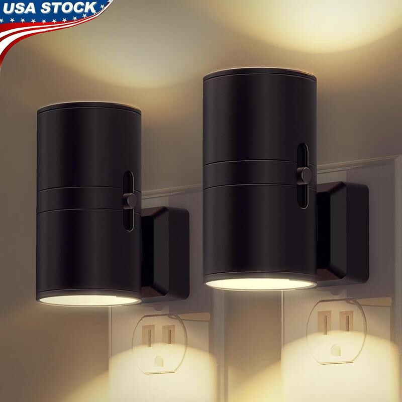 Adjustable Brightness Night Light Plug-in Dimmable Soft White 3000K 2 Pack New