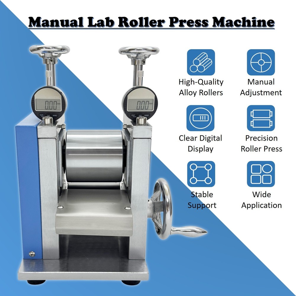 Manual Lab Roller Press Machine for Battery Electrode Pressing 2~Φ97*100mm