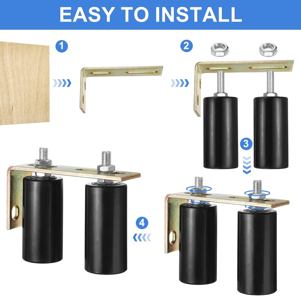 Slide Gate Guide Roller 2" Nylon Gate Support Rollers with Bracket Black