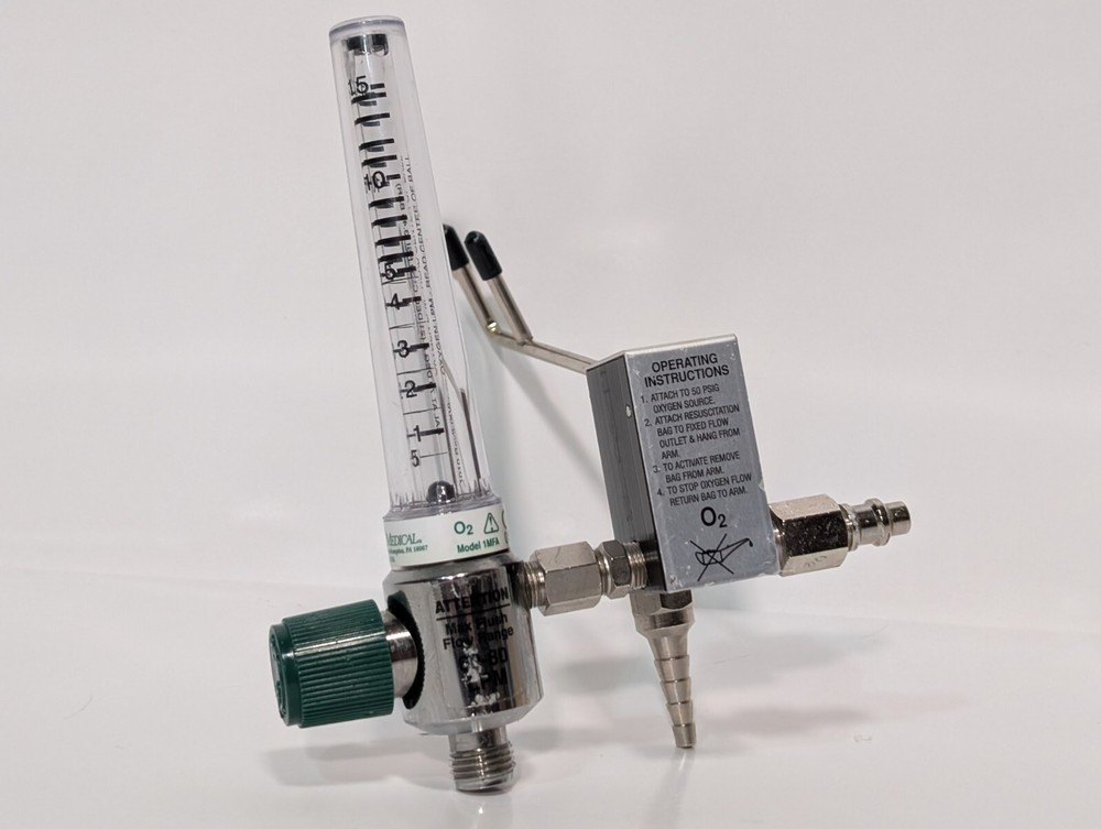 Precision Medical 1MFA O2 Oxygen Flow Meter 60-80 LPM with E7 Eliminator