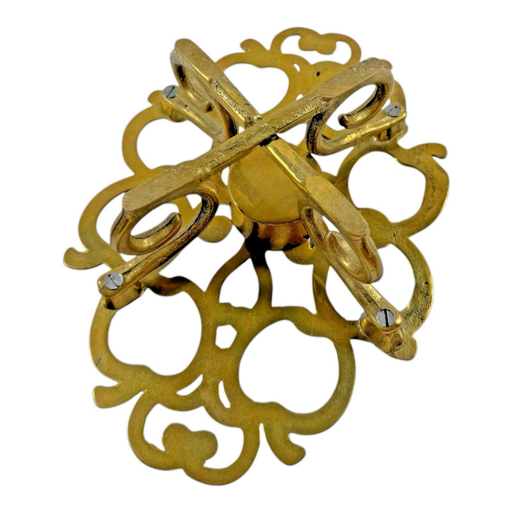 Solid Brass Apple Pattern Tea Light Warming Trivet 9" x 6.25" Vintage 70's