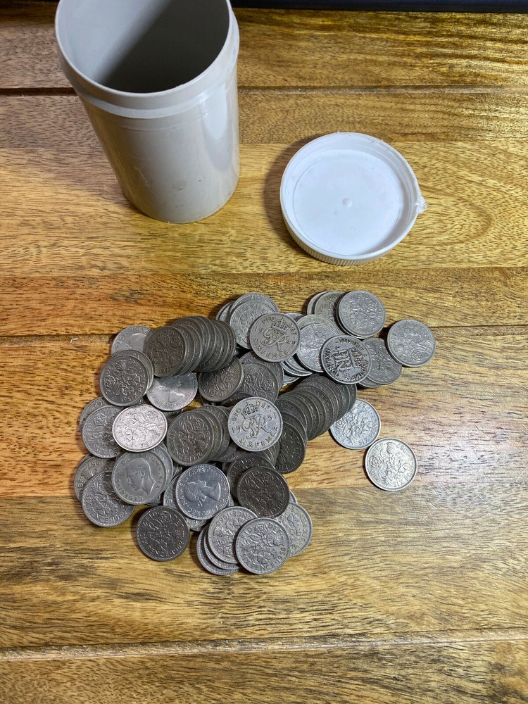 APPROXIMATELY ONE HUNDRED SIXPENCES ( 6d ) IN A CONTAINER