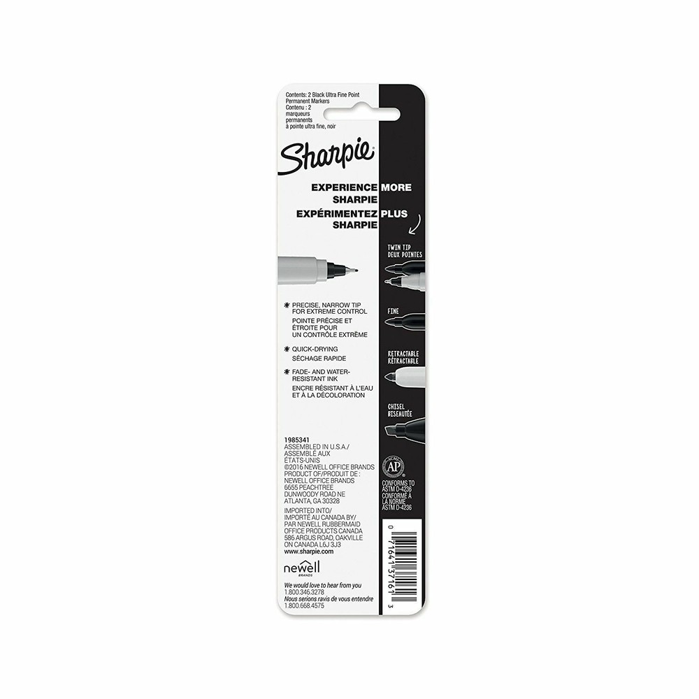 NEW Sharpie Ultra Fine Point 2 Black Permanent Markers