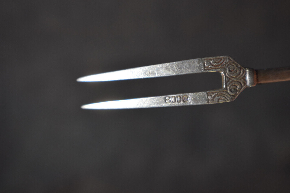 Widmann Christoph .800 Silver Rose & Leaf Two Tined Fork