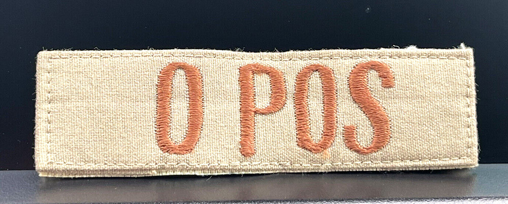 O POS Military Patch Blood Type O Positive Patch Tan